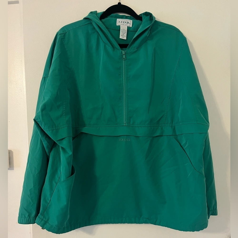 IZOD green hooded pullover anorak jacket size XL (Q107)